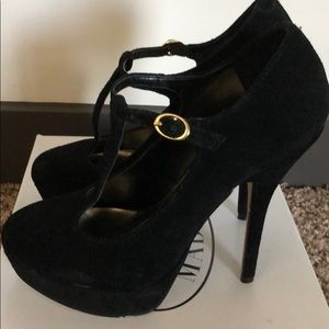 Pair of classic black suede Steve Madden heels